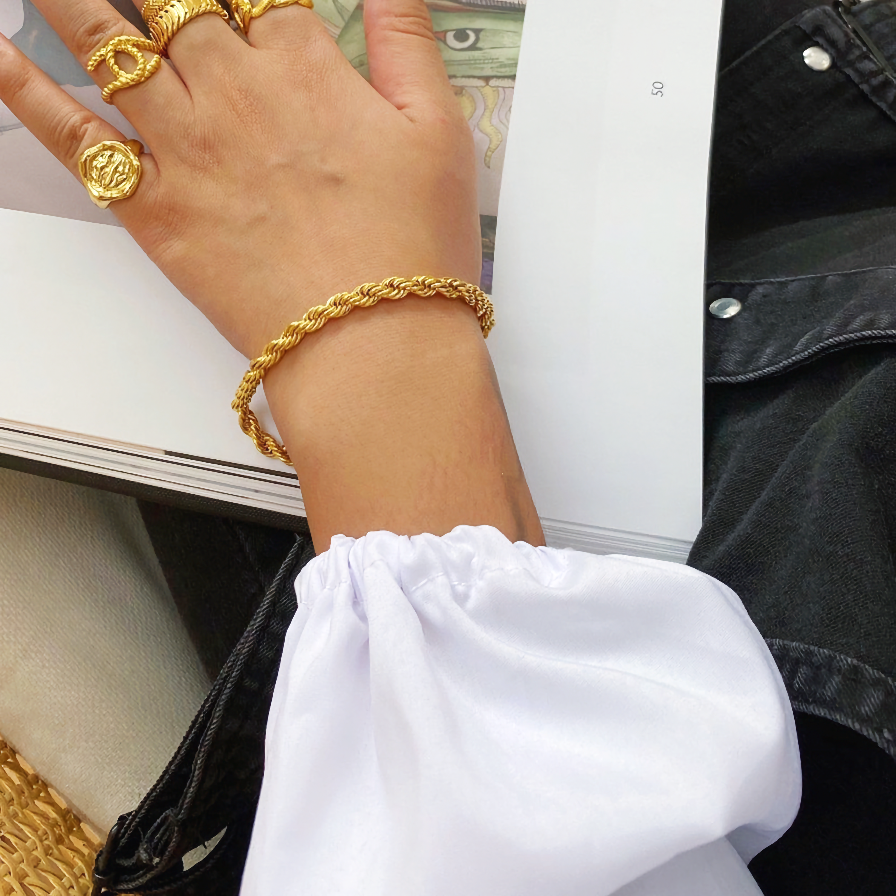 PURELY YOURS - CLARA ROPE CHAIN GOLD BRACELET