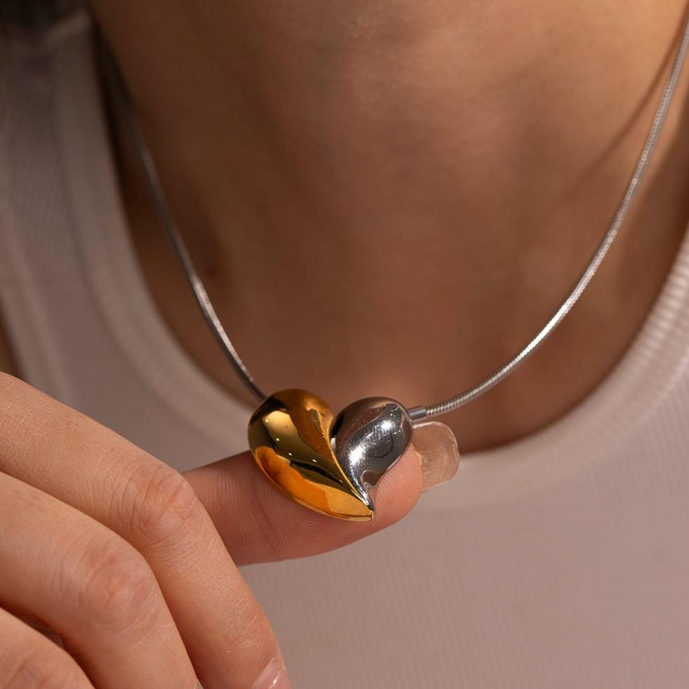 PURELY YOURS - DOROTHEA TWO TONE HEART NECKLACE