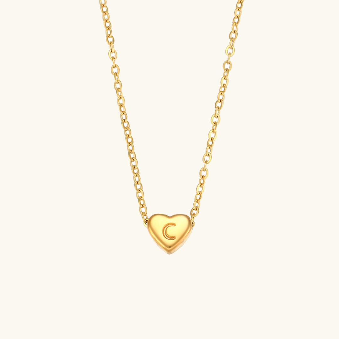 PURELY YOURS - HEART INITIAL GOLD NECKLACE