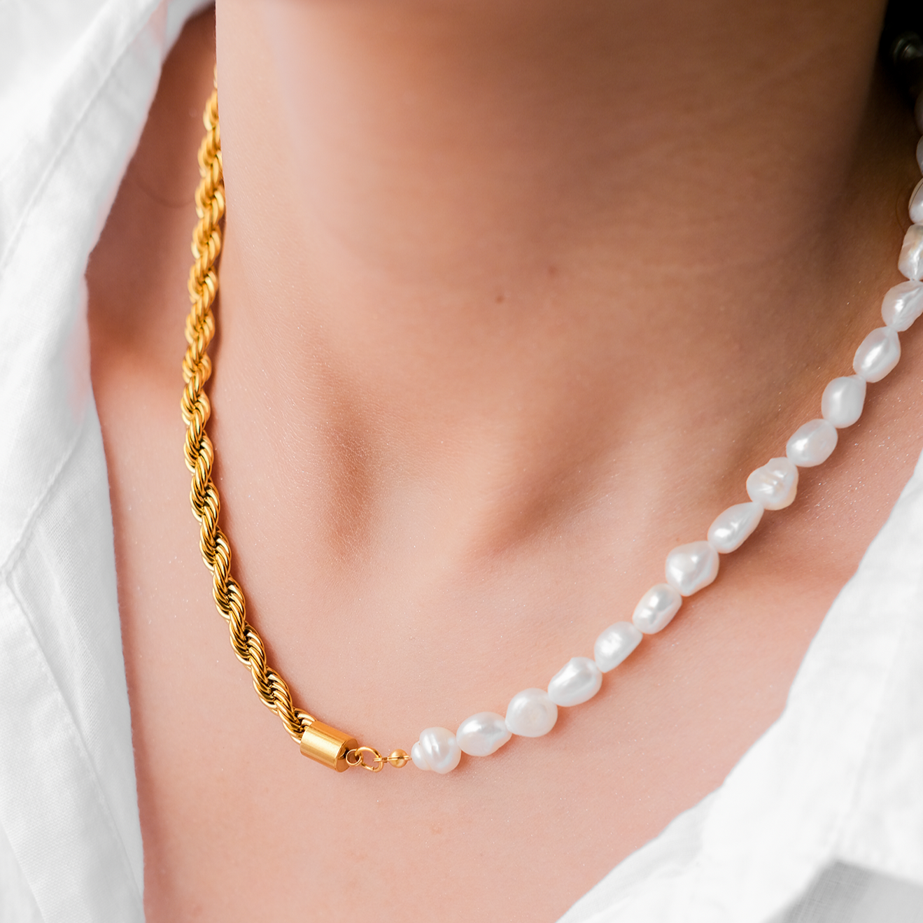 PURELY YOURS - DUALIA GOLD PEARL NECKLACE