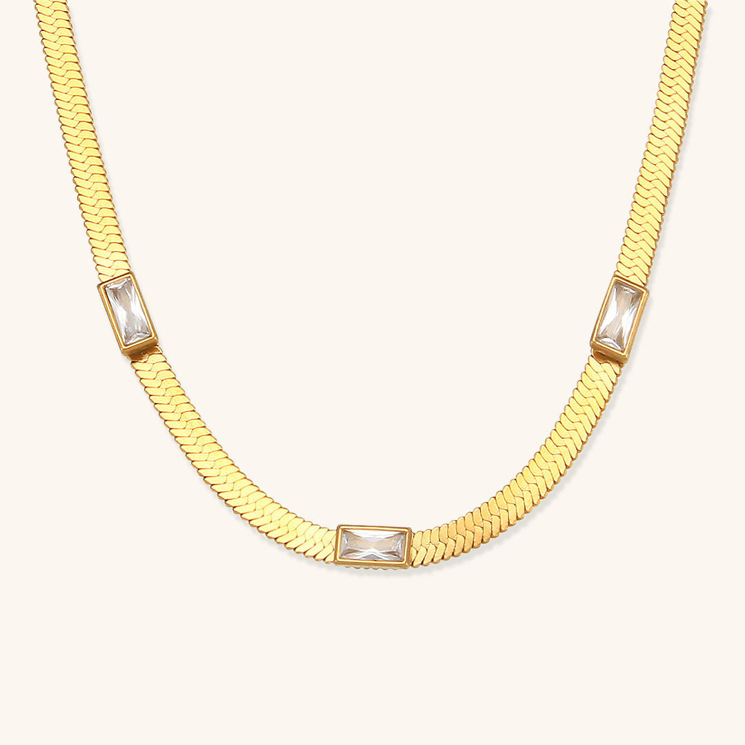 PURELY YOURS - EVE HERRINGBONE GOLD NECKLACE