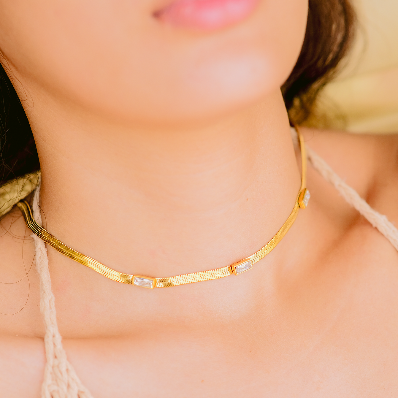 PURELY YOURS - EVE HERRINGBONE GOLD NECKLACE