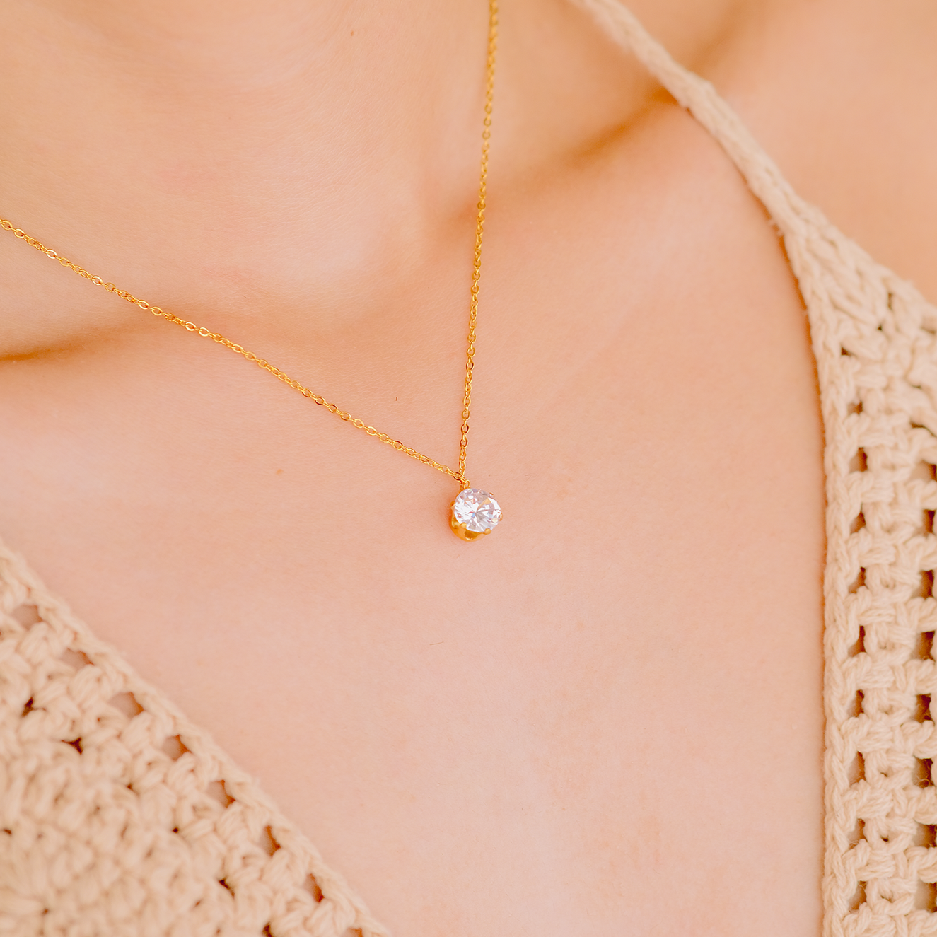 PURELY YOURS - KYLA SOLITAIRE GOLD NECKLACE