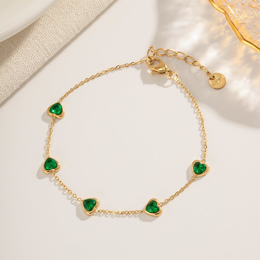 PURELY YOURS - FRANCIA GREEN HEART BRACELET