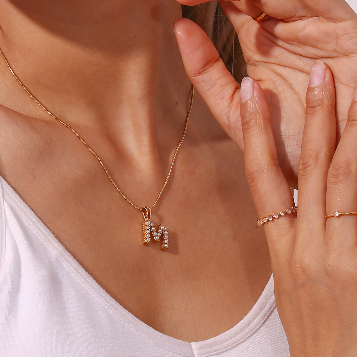 PURELY YOURS - AUGUSTINE INITIAL LETTER PEARL NECKLACE