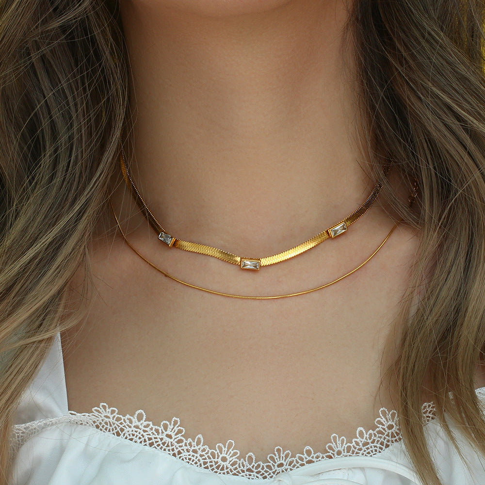 PURELY YOURS - EVE HERRINGBONE GOLD NECKLACE