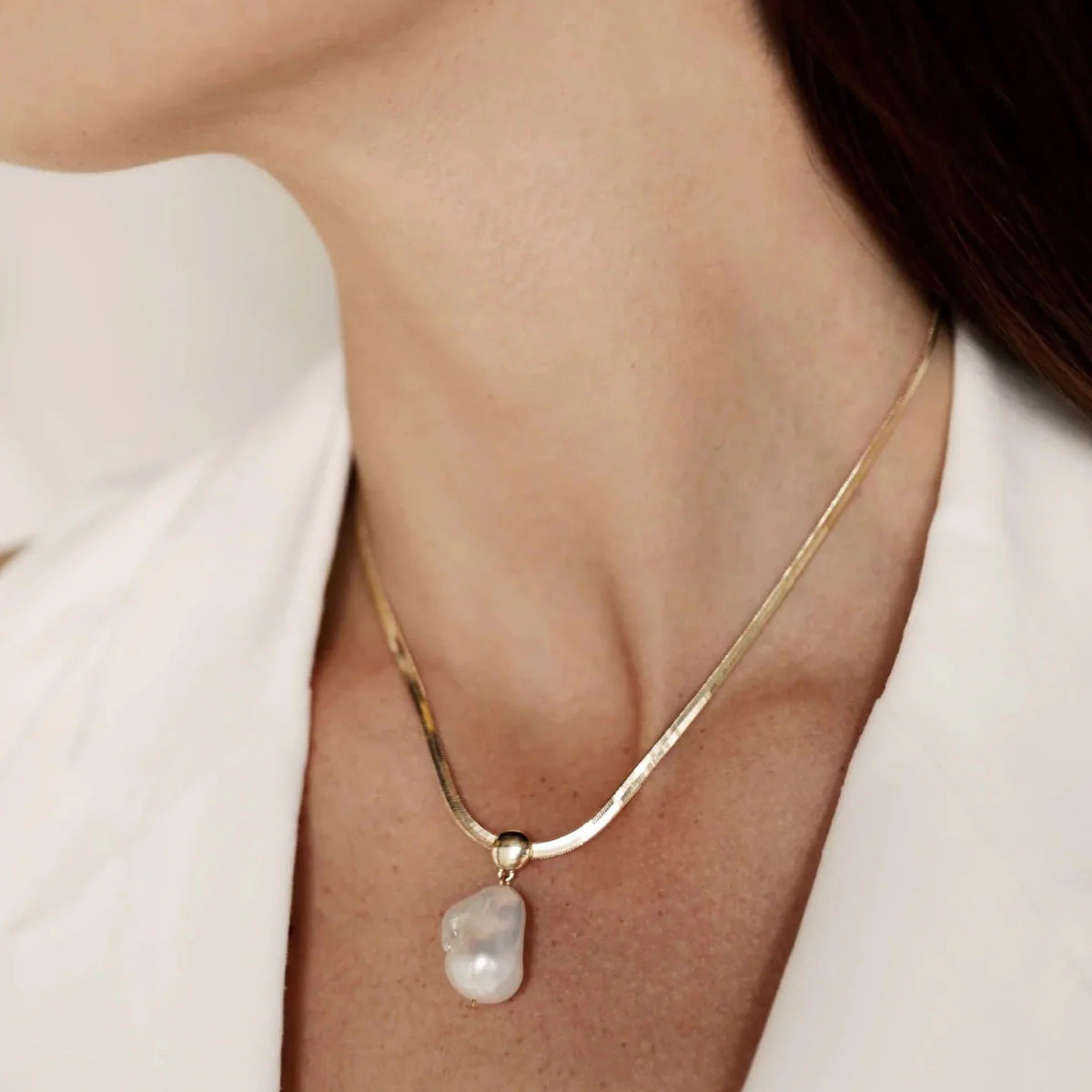 PURELY YOURS - GLORIETTA HERRINGBONE PEARL NECKLACE