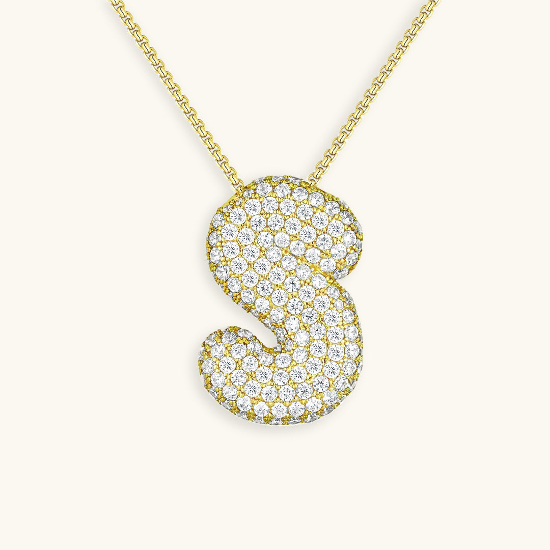 PURELY YOURS - BUBBLE INITIAL DIAMOND NECKLACE