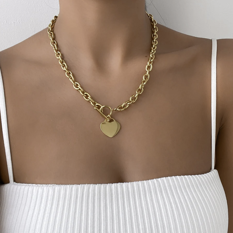 PURELY YOURS - HEART T-BAR NECKLACE GOLD