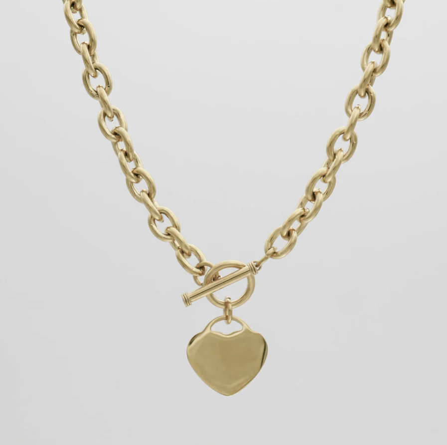 PURELY YOURS - HEART T-BAR NECKLACE GOLD