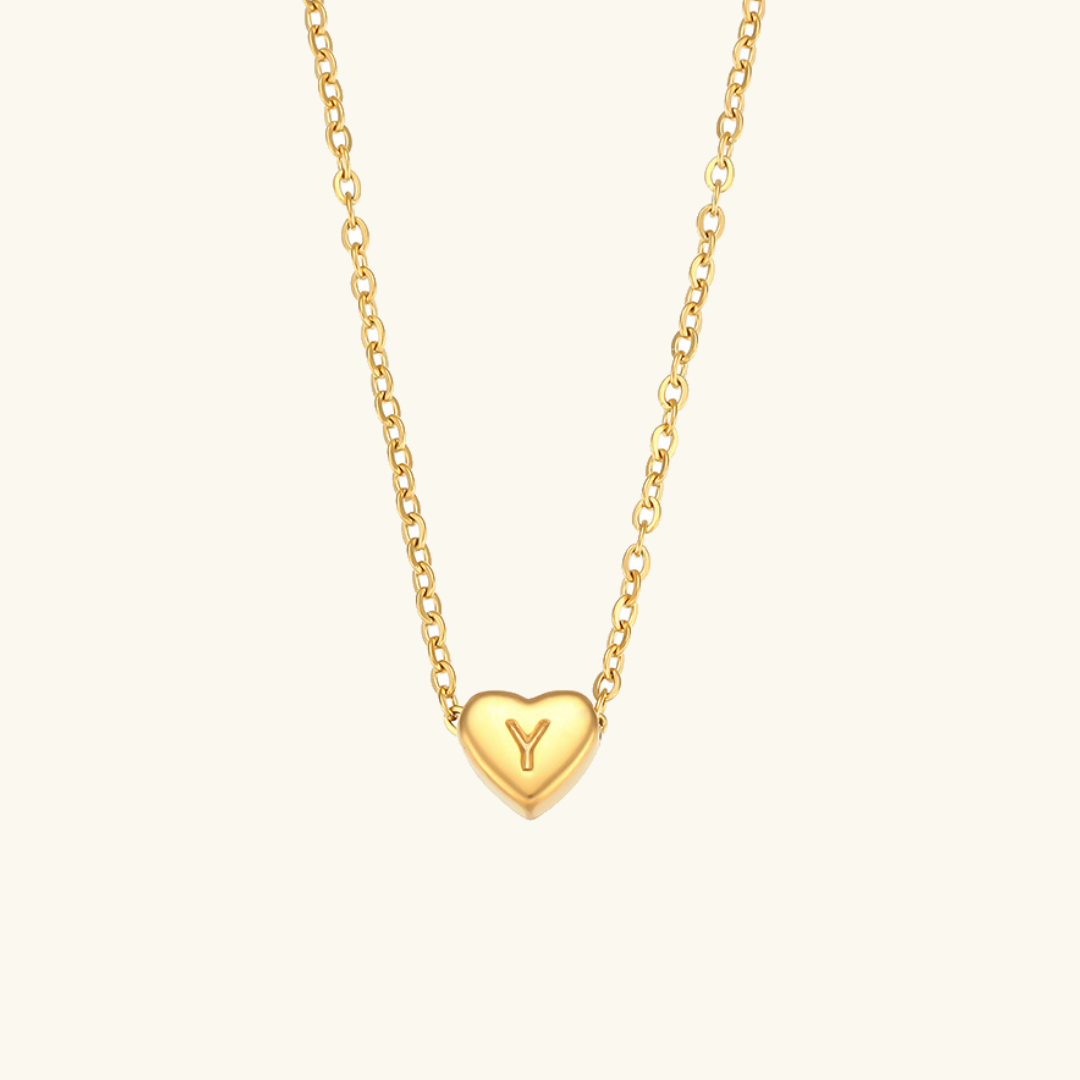 PURELY YOURS - HEART INITIAL GOLD NECKLACE