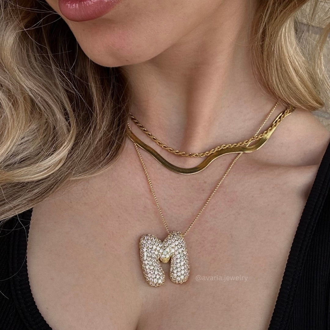 PURELY YOURS - BUBBLE INITIAL DIAMOND NECKLACE