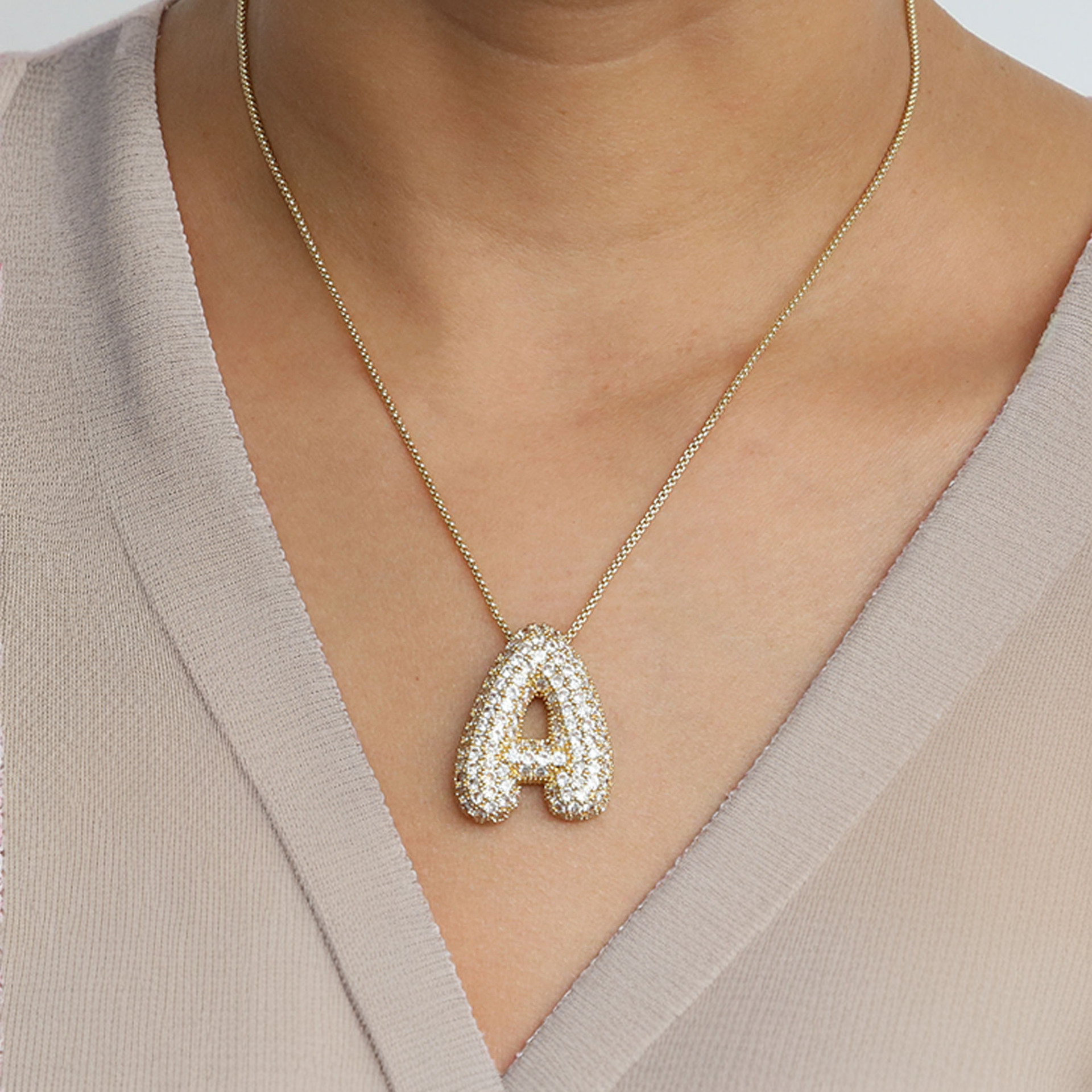 PURELY YOURS - BUBBLE INITIAL DIAMOND NECKLACE